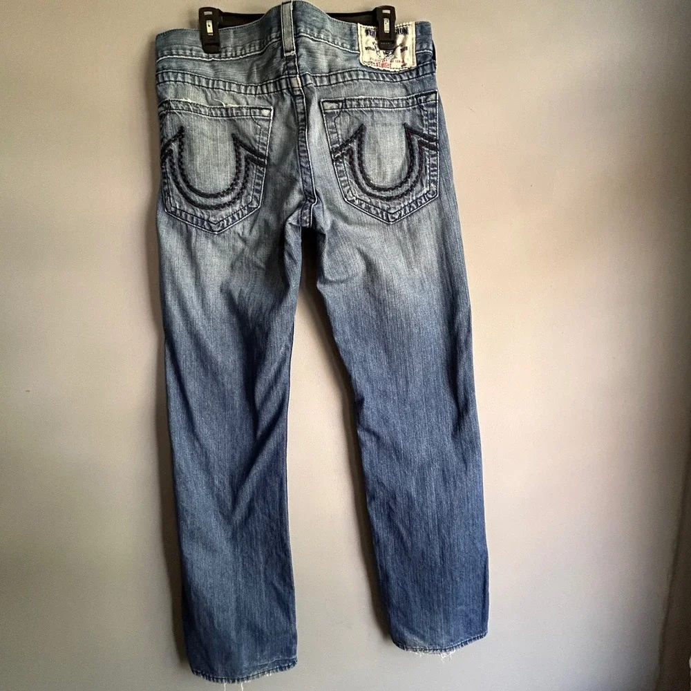 True Religion World Tour Straight Leg Jeans Medium Wash Blue MDE800N52 Mens 34